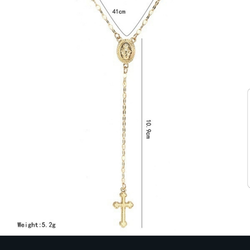 🌟🌟NEW🌟🌟BEAUTIFUL!! Cross Rosary necklace in GOLD🌟🌟 - Picture 5 of 11